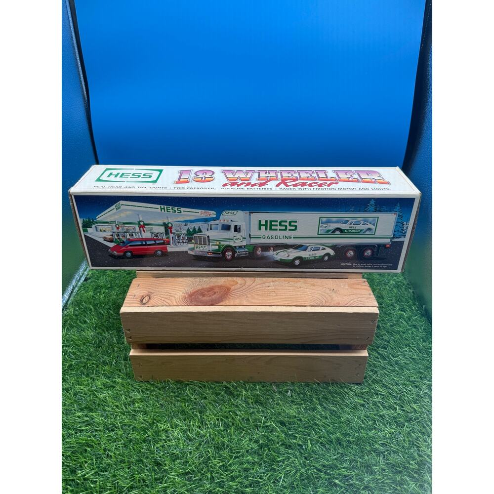 Vintage 1992 Hess 18 Wheeler and Racer Toy Truck Set with Original Box
